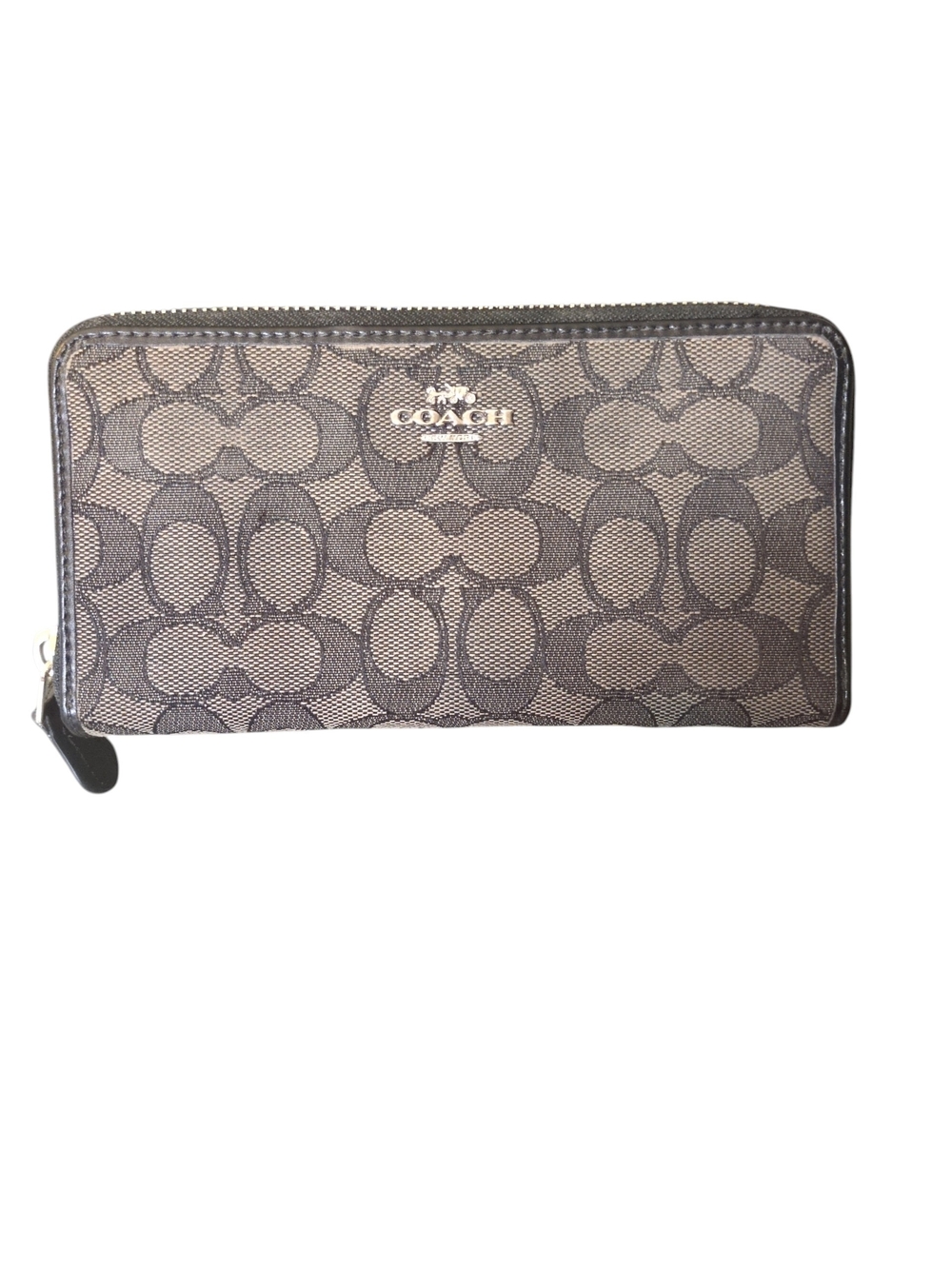 Coach Signature Zip-Around Wallet in Brown Monogram [GUC]